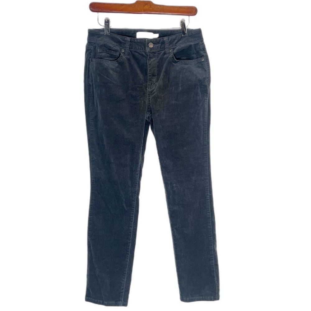 Sonoma Petite Grey Mid-Rise Skinny Leg Corduroy Pants